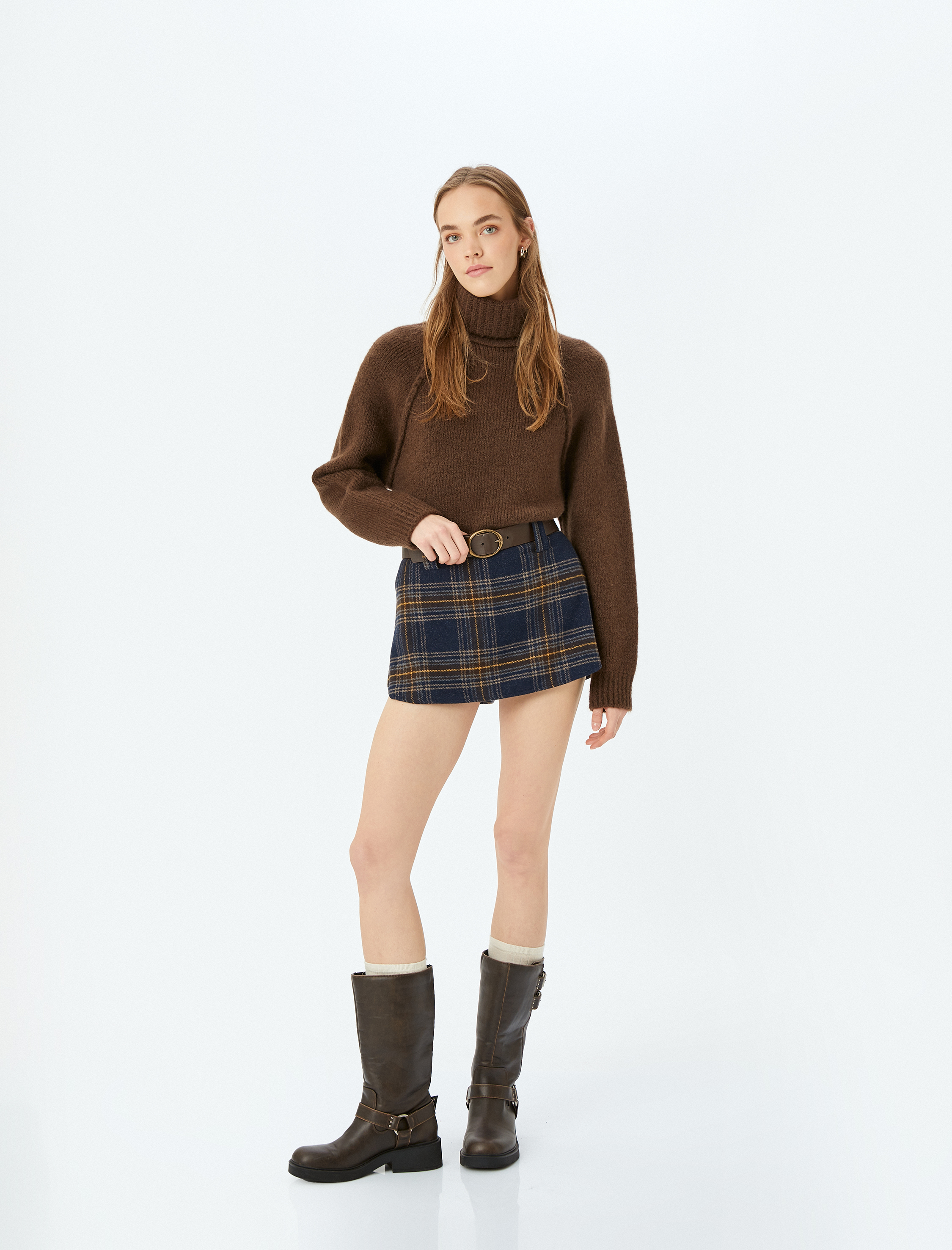   Balıkçı Yaka Dikiş Detaylı Uzun Kollu Triko Kazak