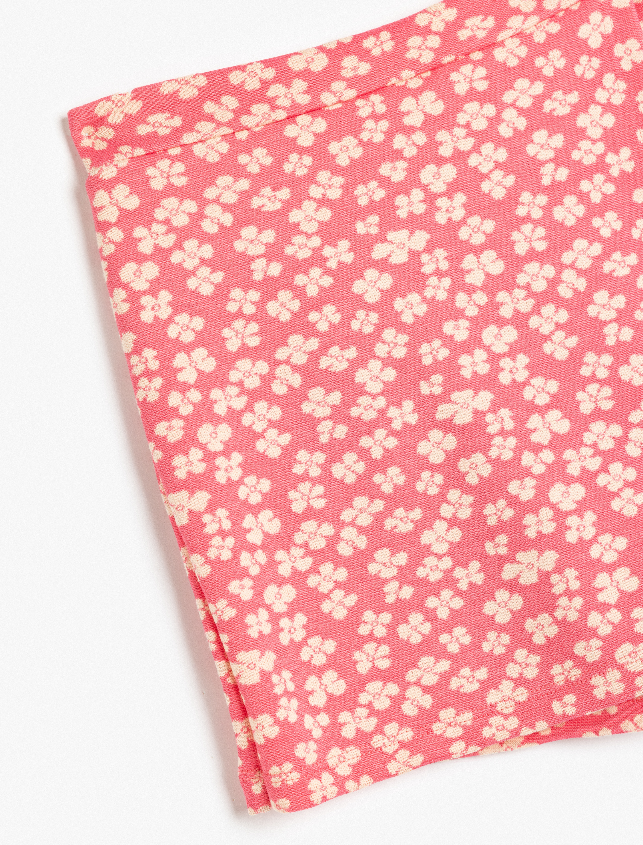  Kız Çocuk Çiçekli Mini Şort Etek Kruvaze Detaylı Beli Lastikli