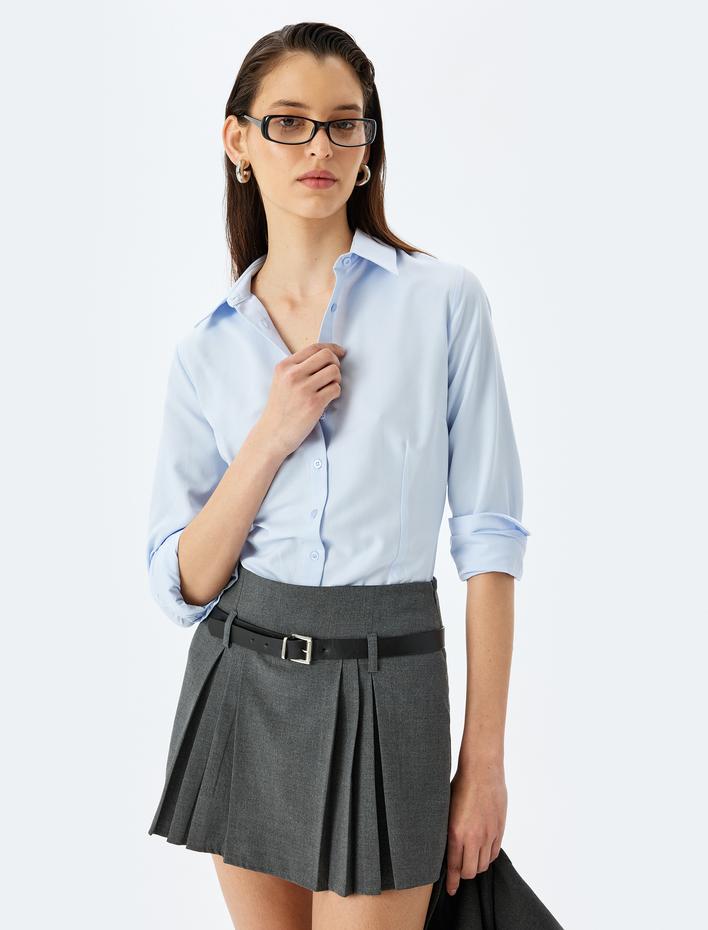  Klasik Yaka Uzun Kollu Poplin Gömlek