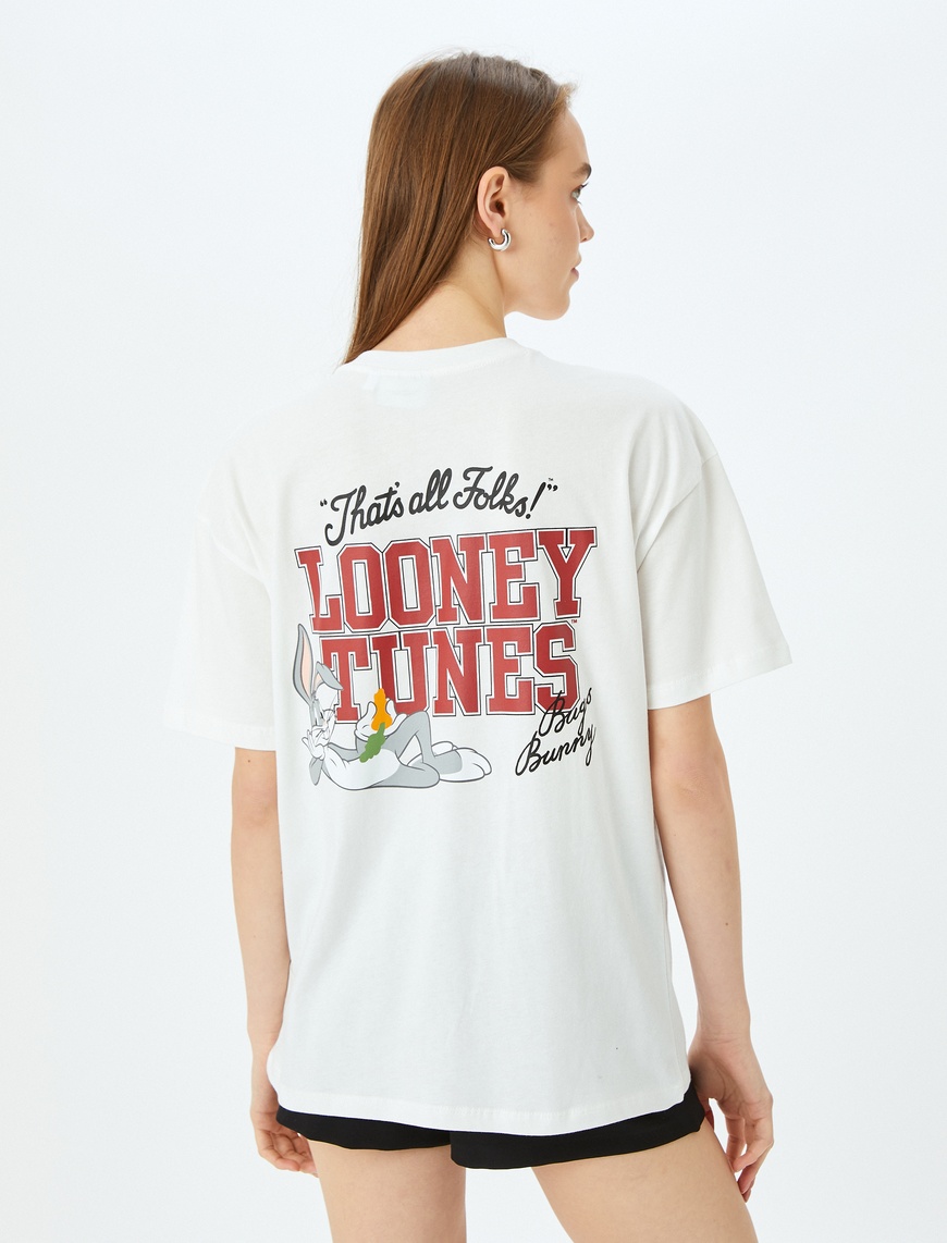   Looney Tunes Baskılı Lisanslı Bisiklet Yaka Kısa Kollu Oversize Tişört