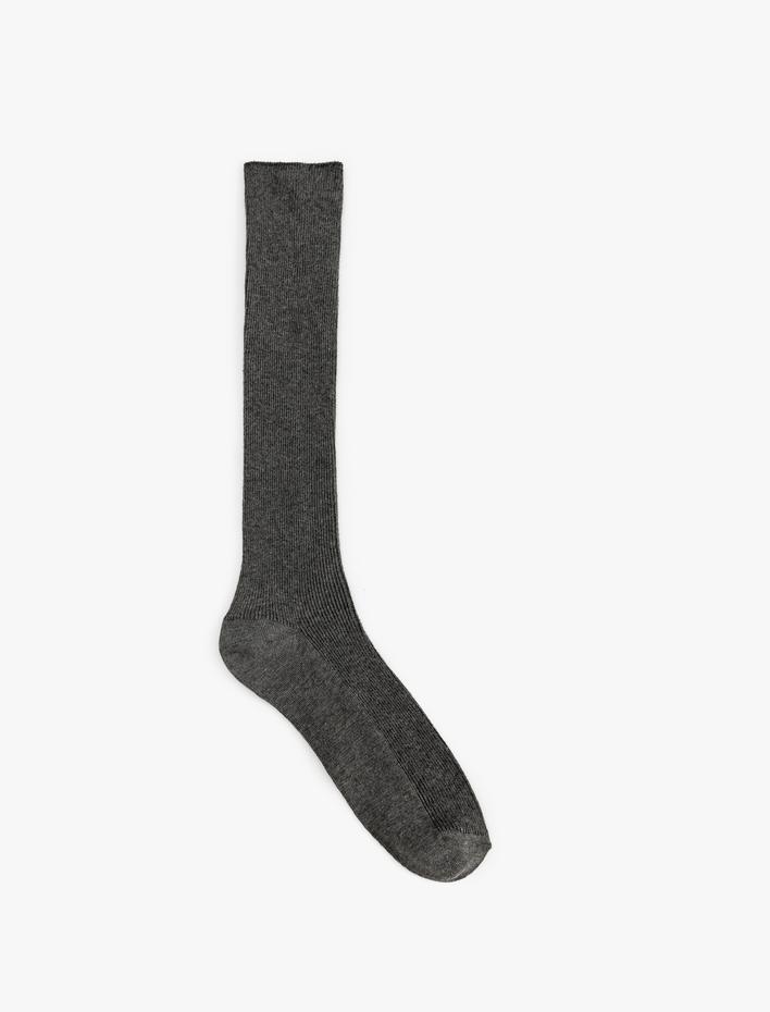Kadın Basic Dokulu Uzun Soket Çorap