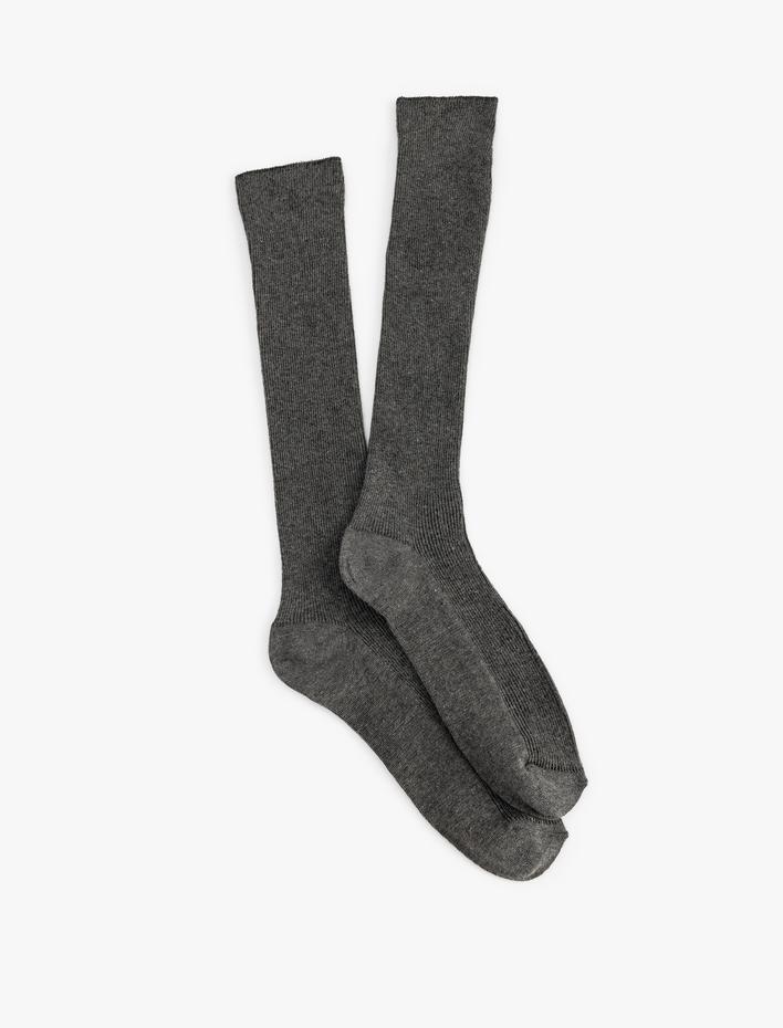 Kadın Basic Dokulu Uzun Soket Çorap