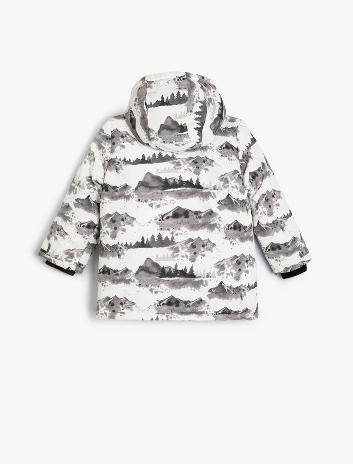 Erkek Çocuk Kapşonlu Su Geçirmez Cep Detaylı Fermuarlı Yağmurluk