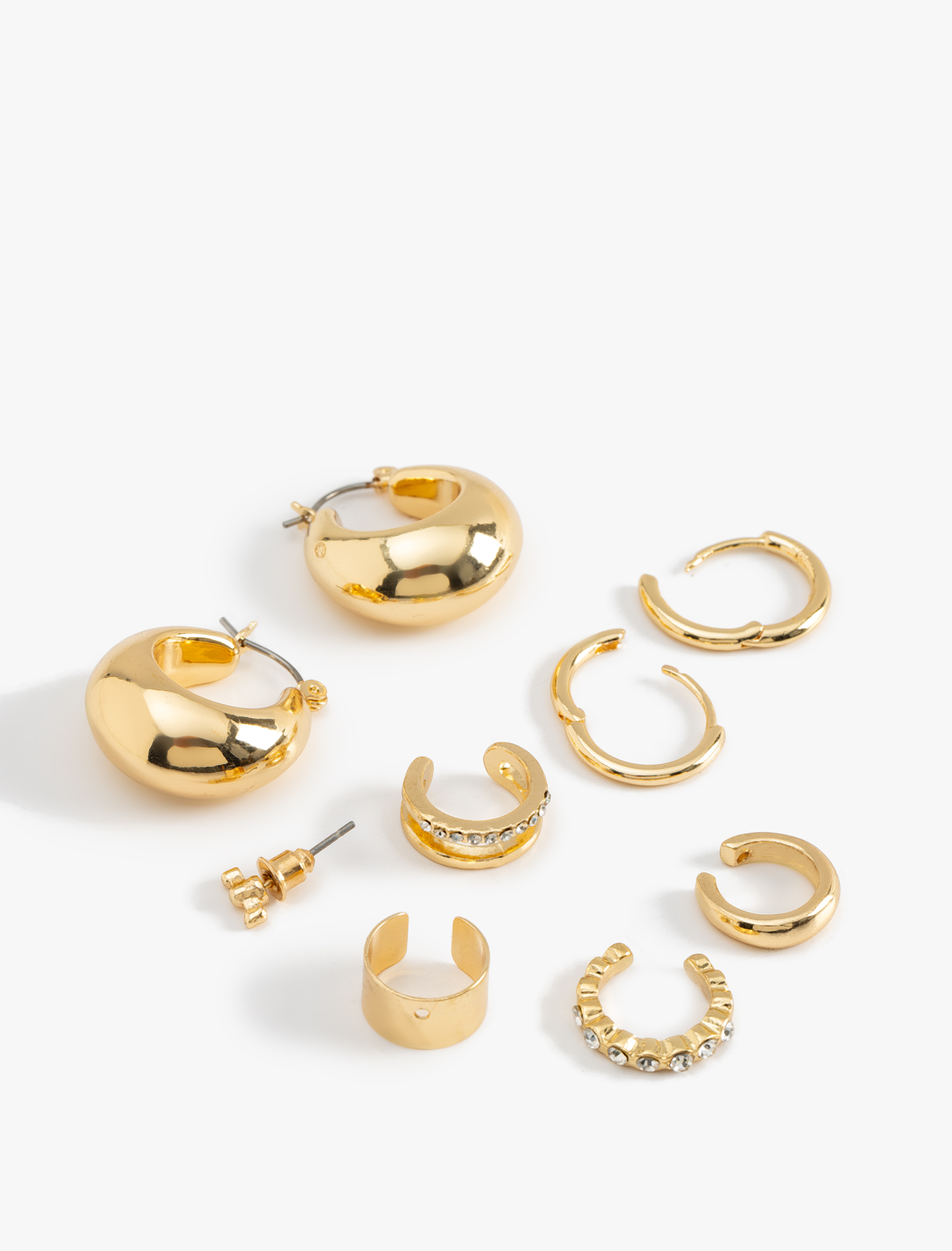  Kadın Çelik Karışımlı 7'li Kıkırdak Küpe Seti