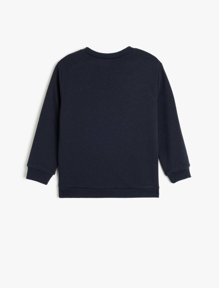 Erkek Çocuk Sweatshirt Dinozor Baskılı Bisiklet Yaka Uzun Kollu Şardonlu