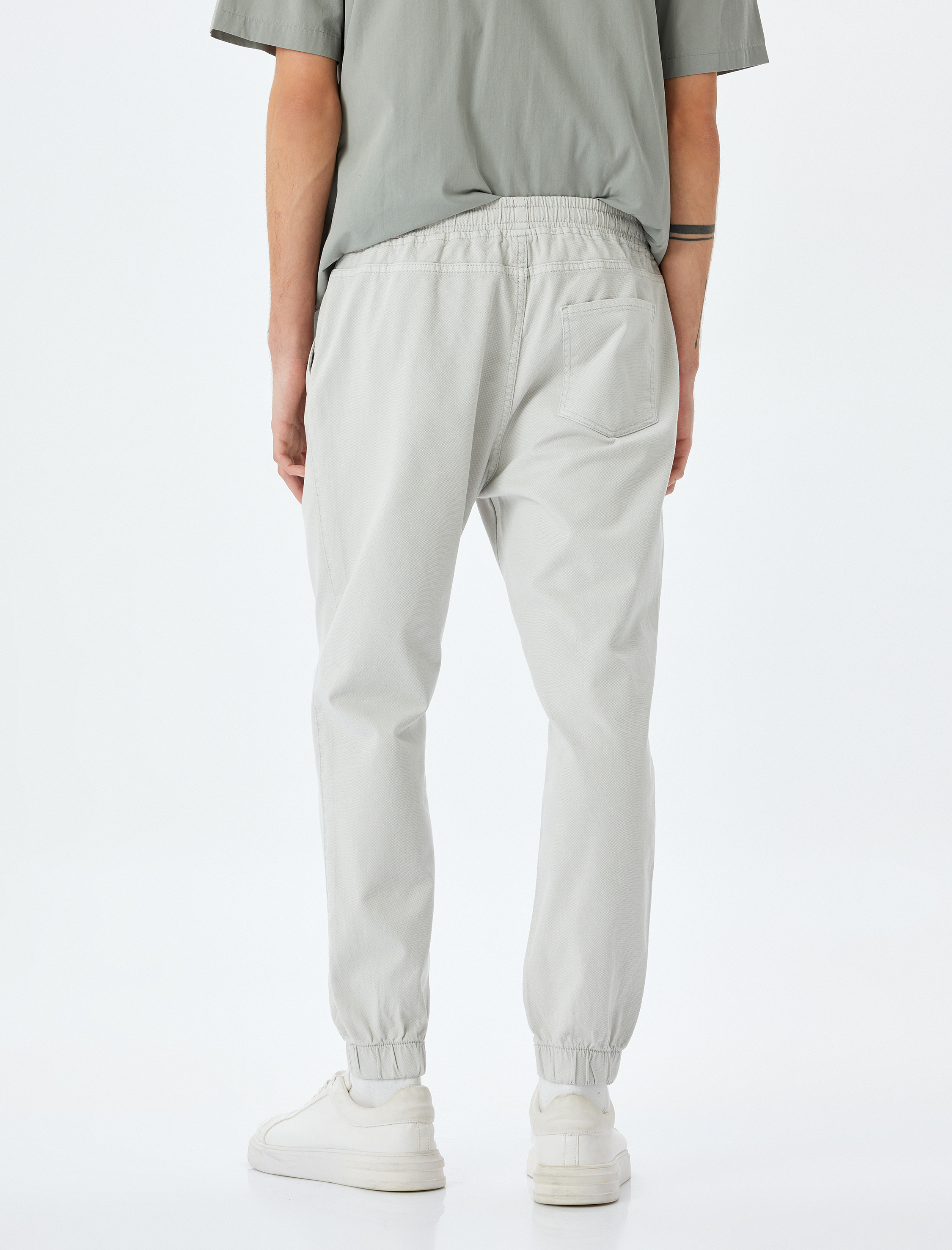   Kanvas Pamuklu Beli Bağcıklı Chino Cep Detaylı Jogger Pantolon