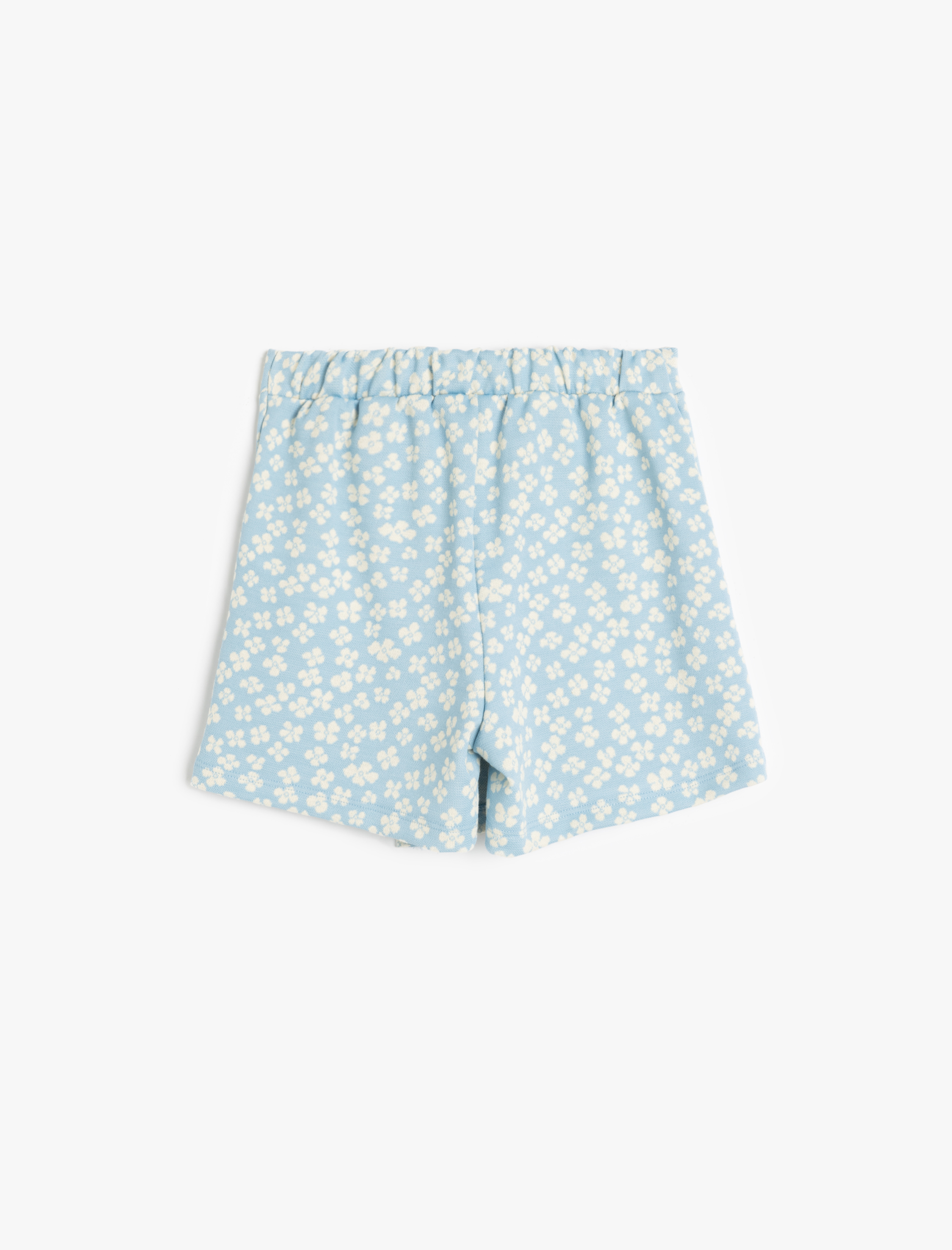  Kız Çocuk Çiçekli Mini Şort Etek Kruvaze Detaylı Beli Lastikli