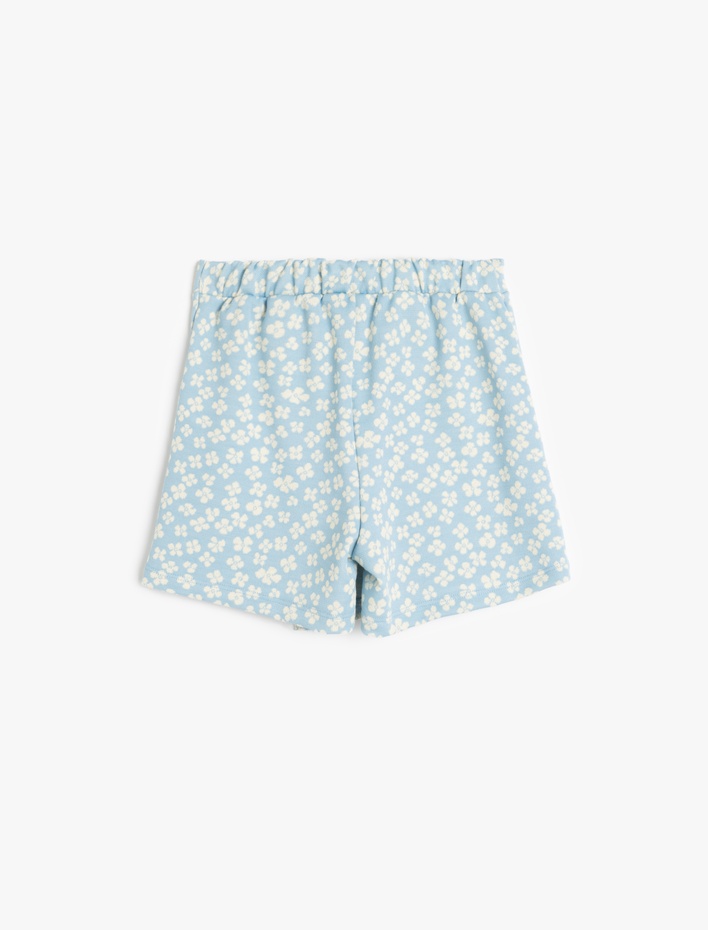 Kız Çocuk Çiçekli Mini Şort Etek Kruvaze Detaylı Beli Lastikli