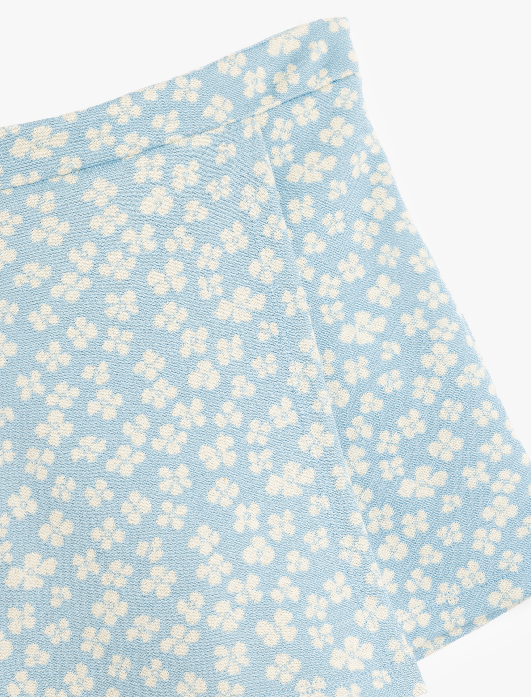  Kız Çocuk Çiçekli Mini Şort Etek Kruvaze Detaylı Beli Lastikli