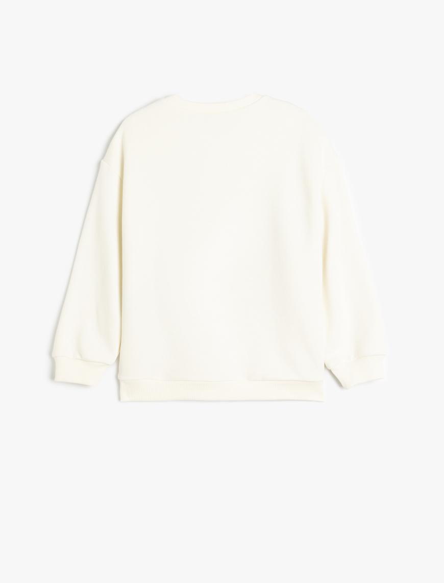  Kız Çocuk Sweatshirt Anime Baskılı Uzun Kollu Bisiklet Yaka Şardonlu