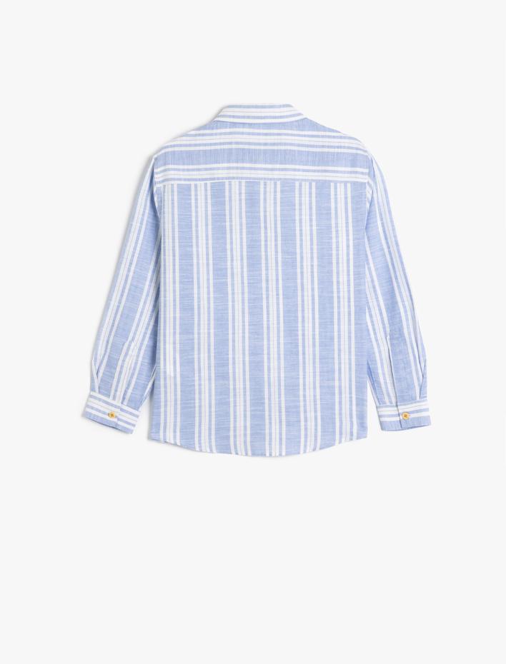 Erkek Çocuk Gömlek Uzun Kollu Düğme Detaylı Klasik Yaka Pamuklu