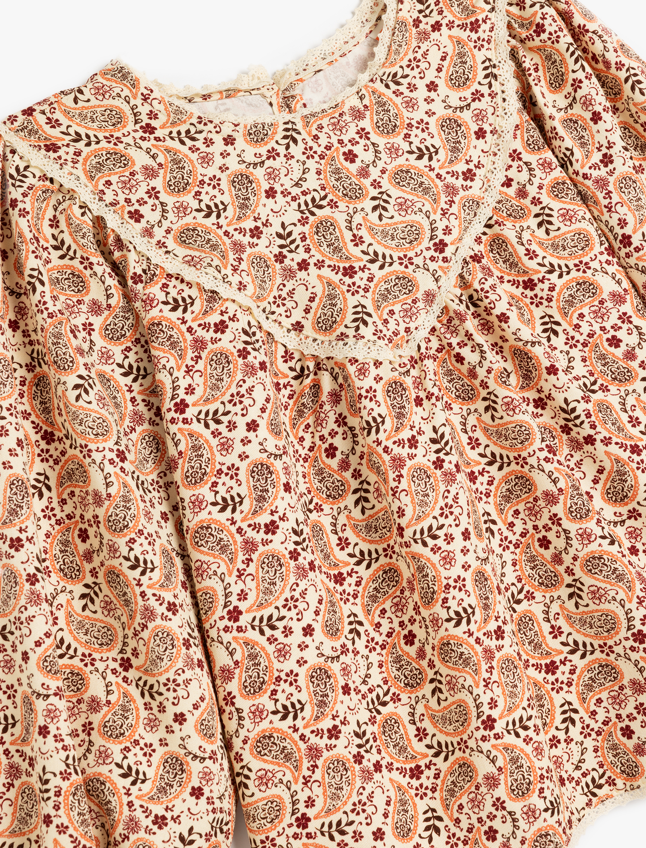  Kız Bebek Çiçekli Uzun Kollu Bisiklet Yaka Viskon Bluz