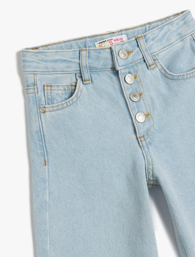 Geniş Paça Kot Pantolon Cepli Pamuklu - Wide Leg Jean_2