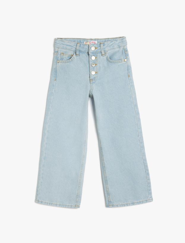Geniş Paça Kot Pantolon Cepli Pamuklu - Wide Leg Jean_0