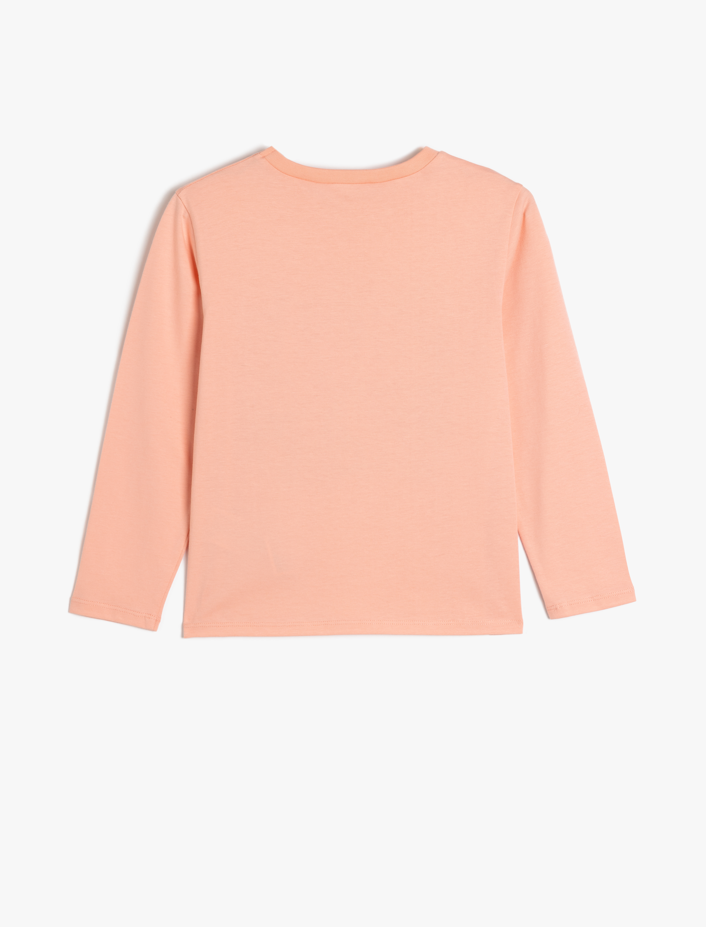  Kız Çocuk Pamuklu Uzun Kollu Slogan Baskılı Bisiklet Yaka Tişört