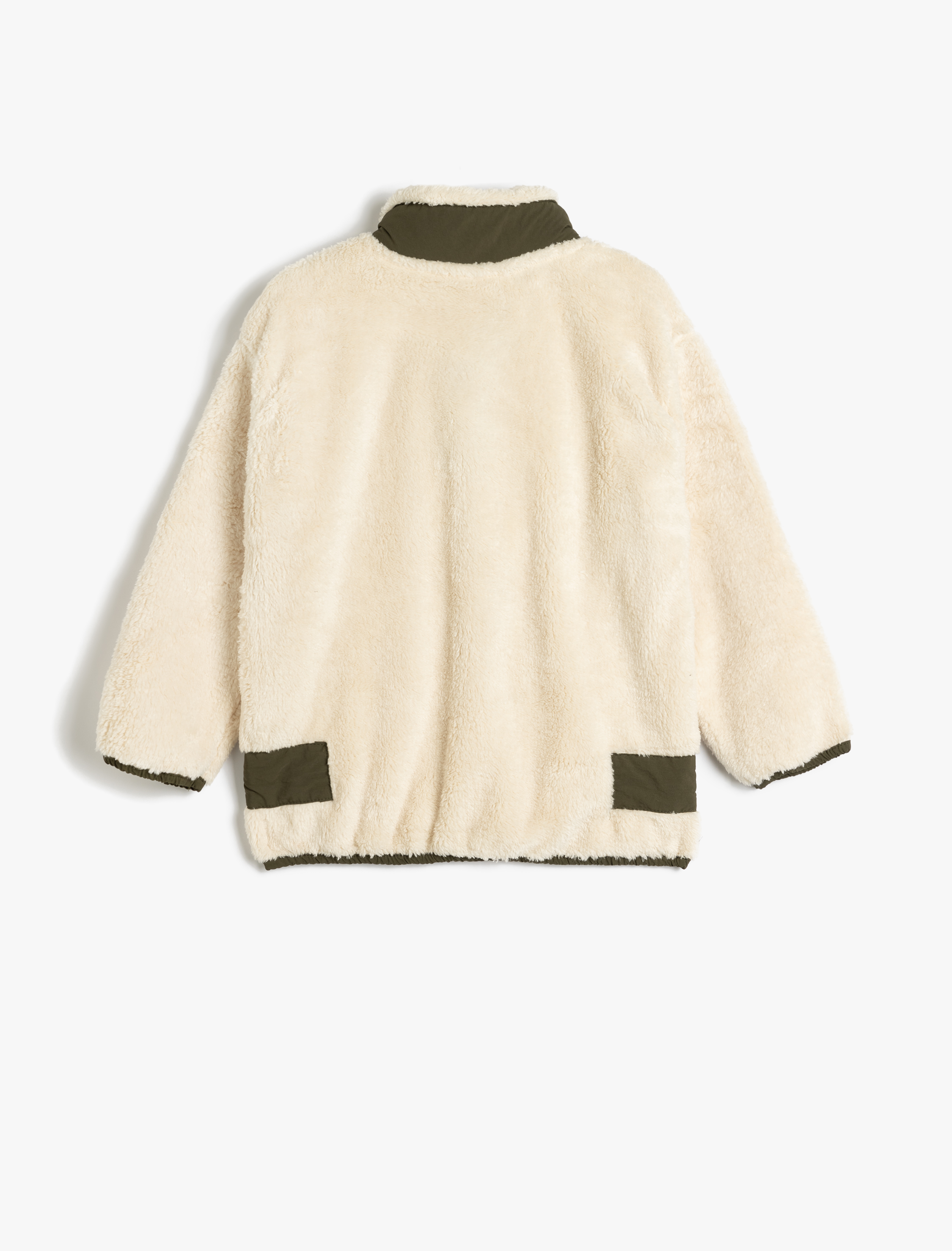  Erkek Çocuk Dik Yaka Yarım Fermuarlı Uzun Kollu Peluş Sweatshirt