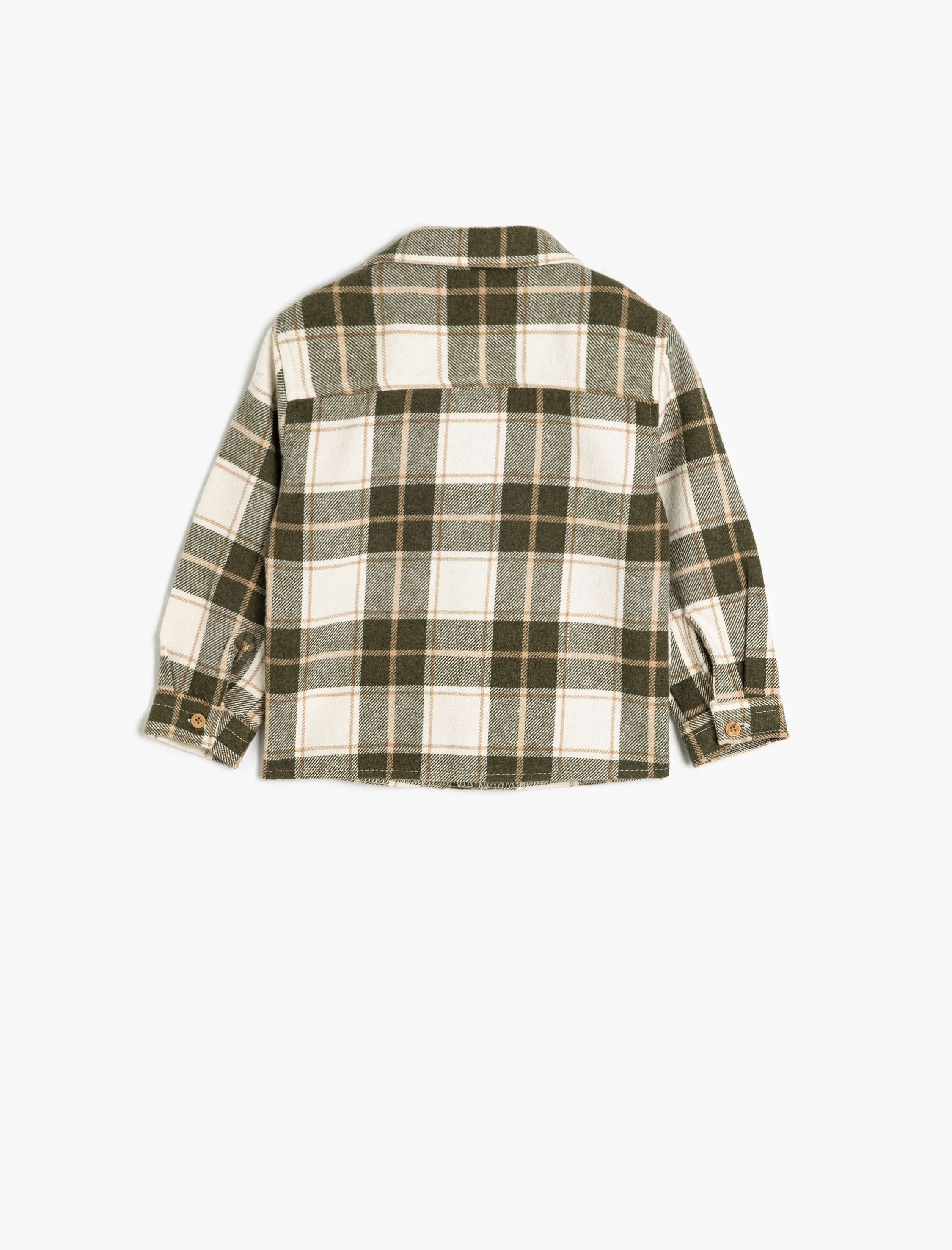  Erkek Bebek Uzun Kollu Düğmeli Ekoseli Oduncu Gömlek