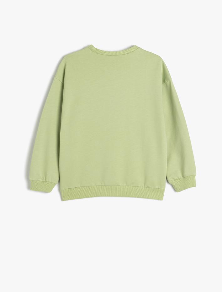 Kız Çocuk Sweatshirt Anime Baskılı Uzun Kollu Bisiklet Yaka Pamuklu Şardonlu