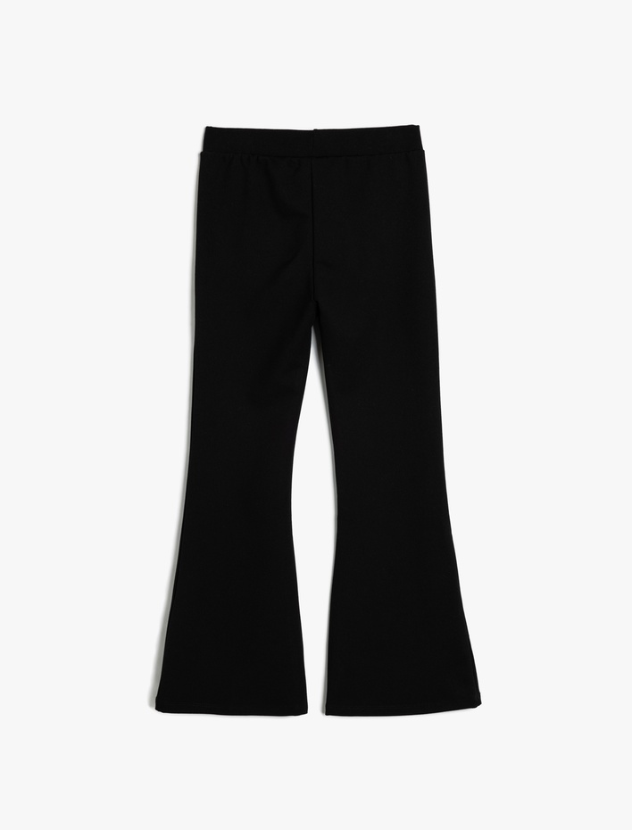 Kız Çocuk İspanyol Paça Pantolon Beli Lastikli Viskon Kumaş