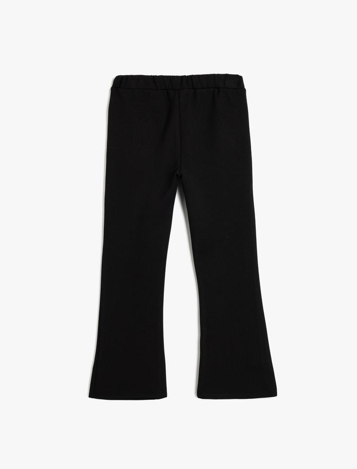 Kız Çocuk İspanyol Paça Pantolon Beli Lastikli Viskon Kumaş