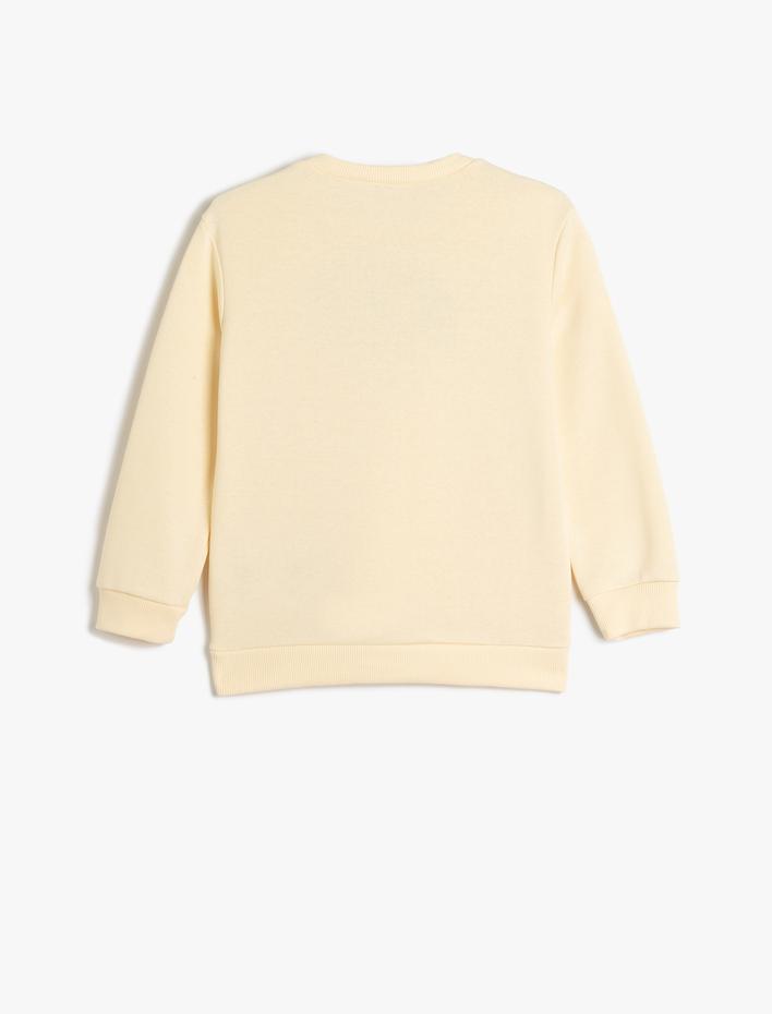 Erkek Çocuk Sweatshirt Dinozor Baskılı Bisiklet Yaka Uzun Kollu Şardonlu