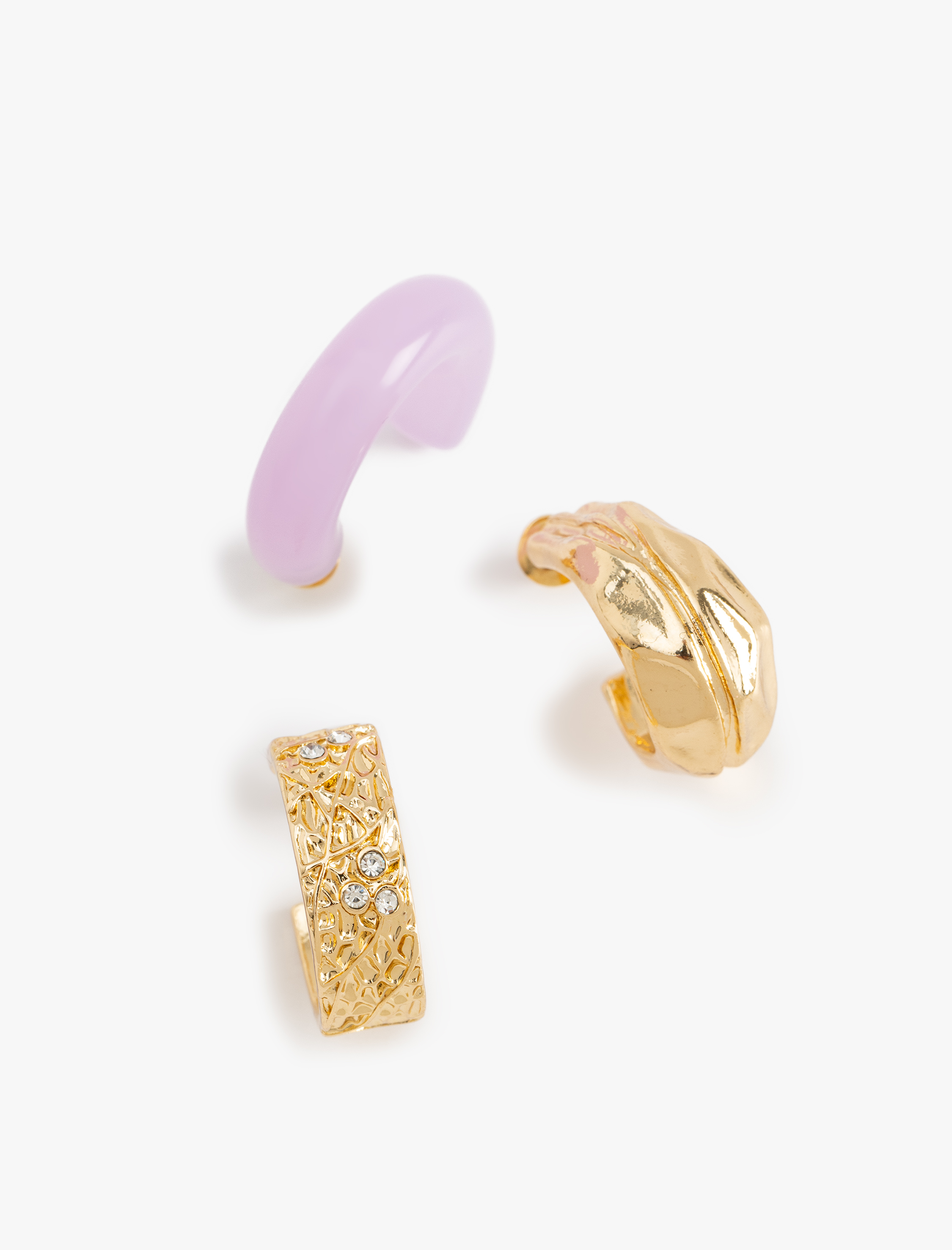  Kadın Dokulu 3'lü Halka Küpe Seti