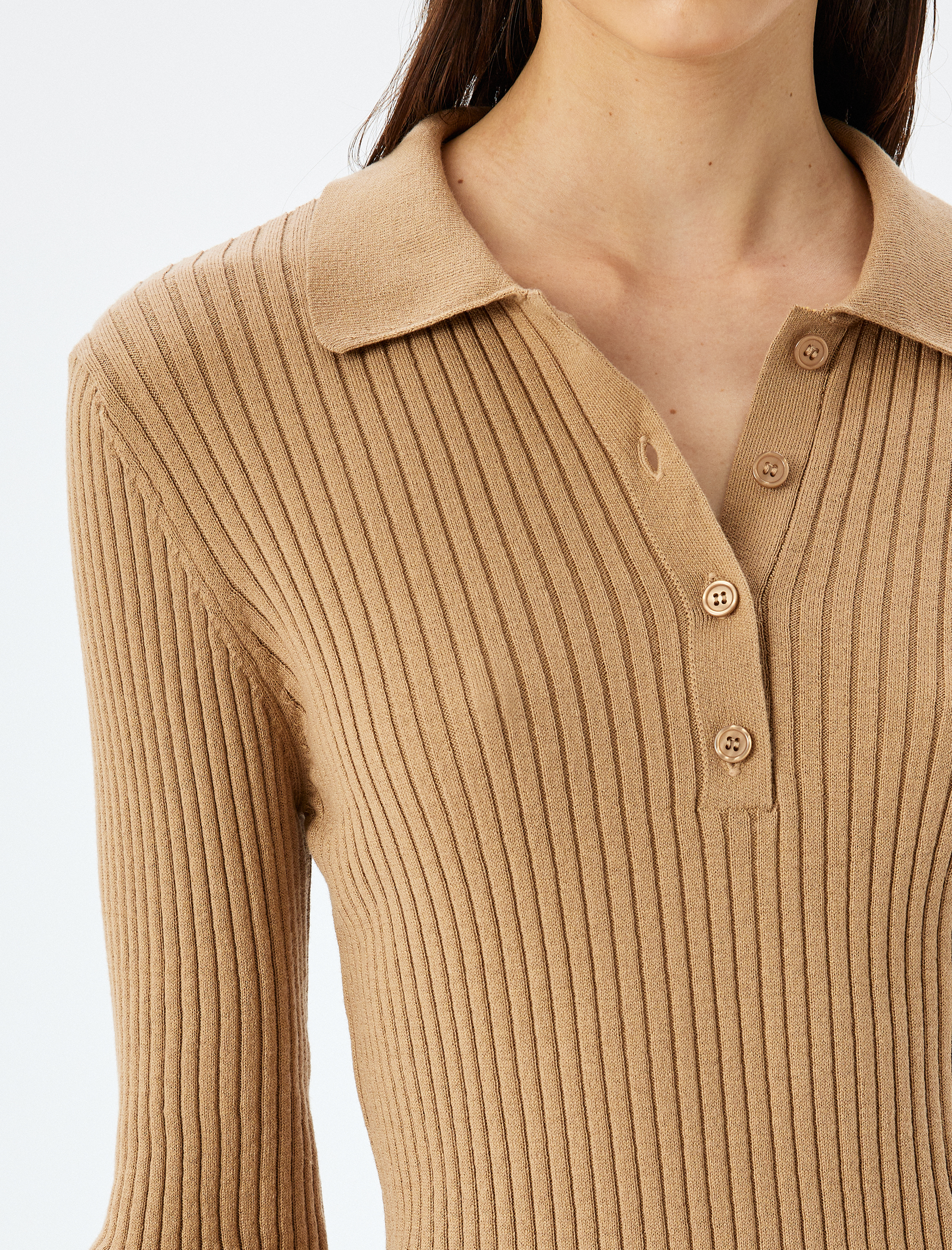 Uzun Kollu Triko Polo Yaka Kazak