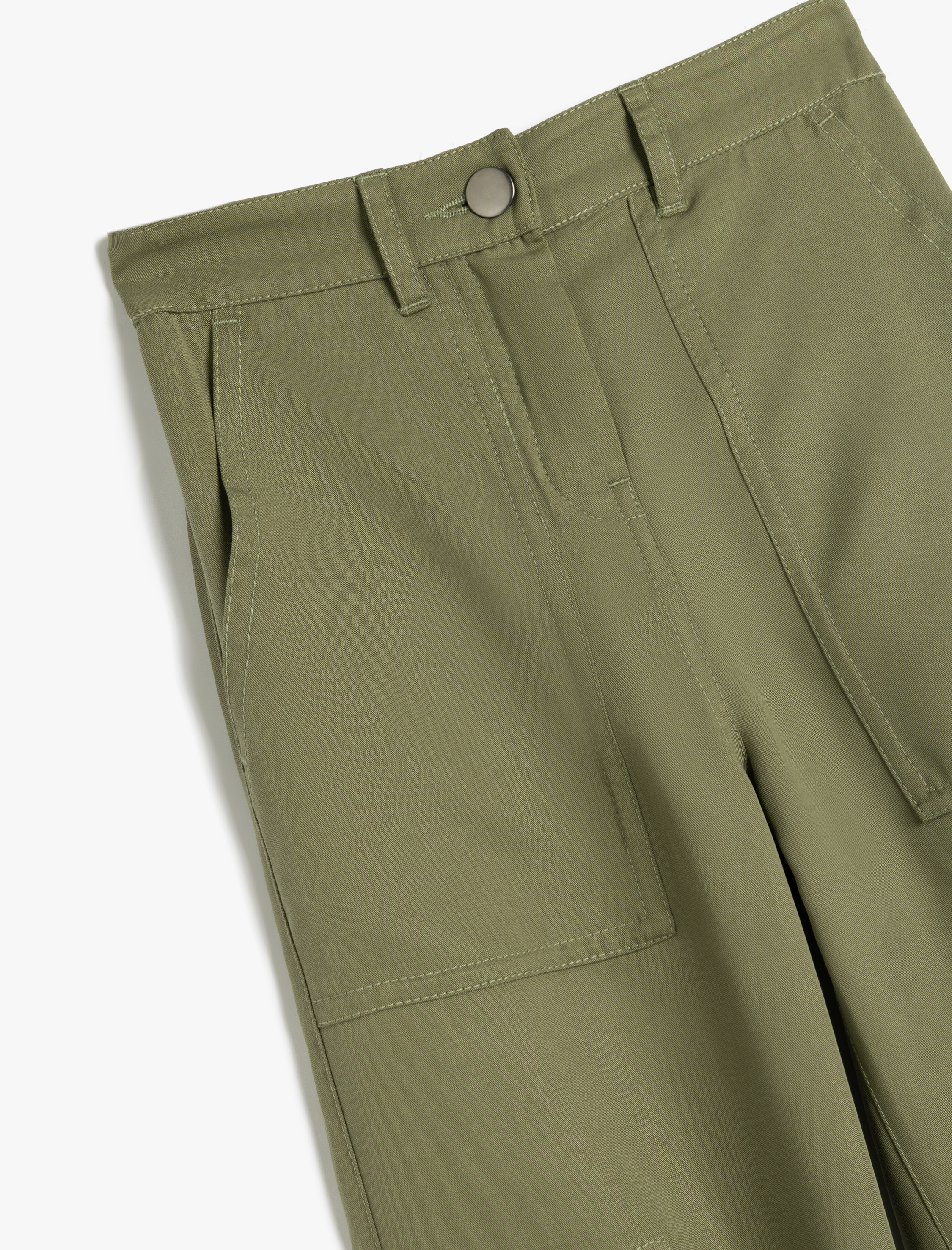  Kız Çocuk Ekstra Düşük Bel Cepli Bol Kesim Uzun Pantolon