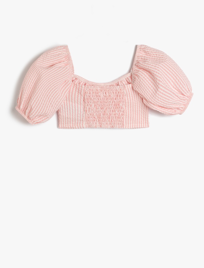 Kız Çocuk Gipeli Balon Kol Crop Bluz