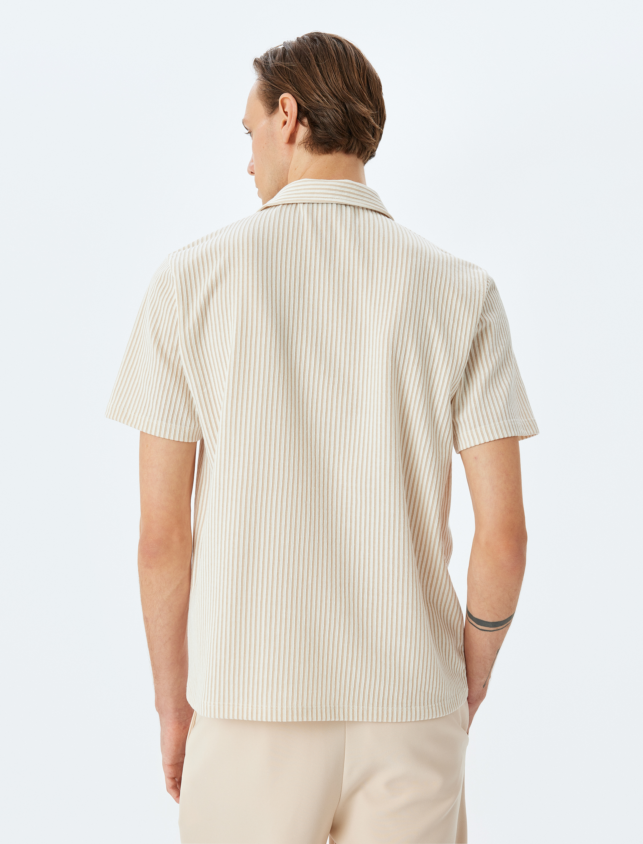   Kısa Kollu Çizgili Regular Fit Pamuk Karışımlı Polo Yaka Tişört