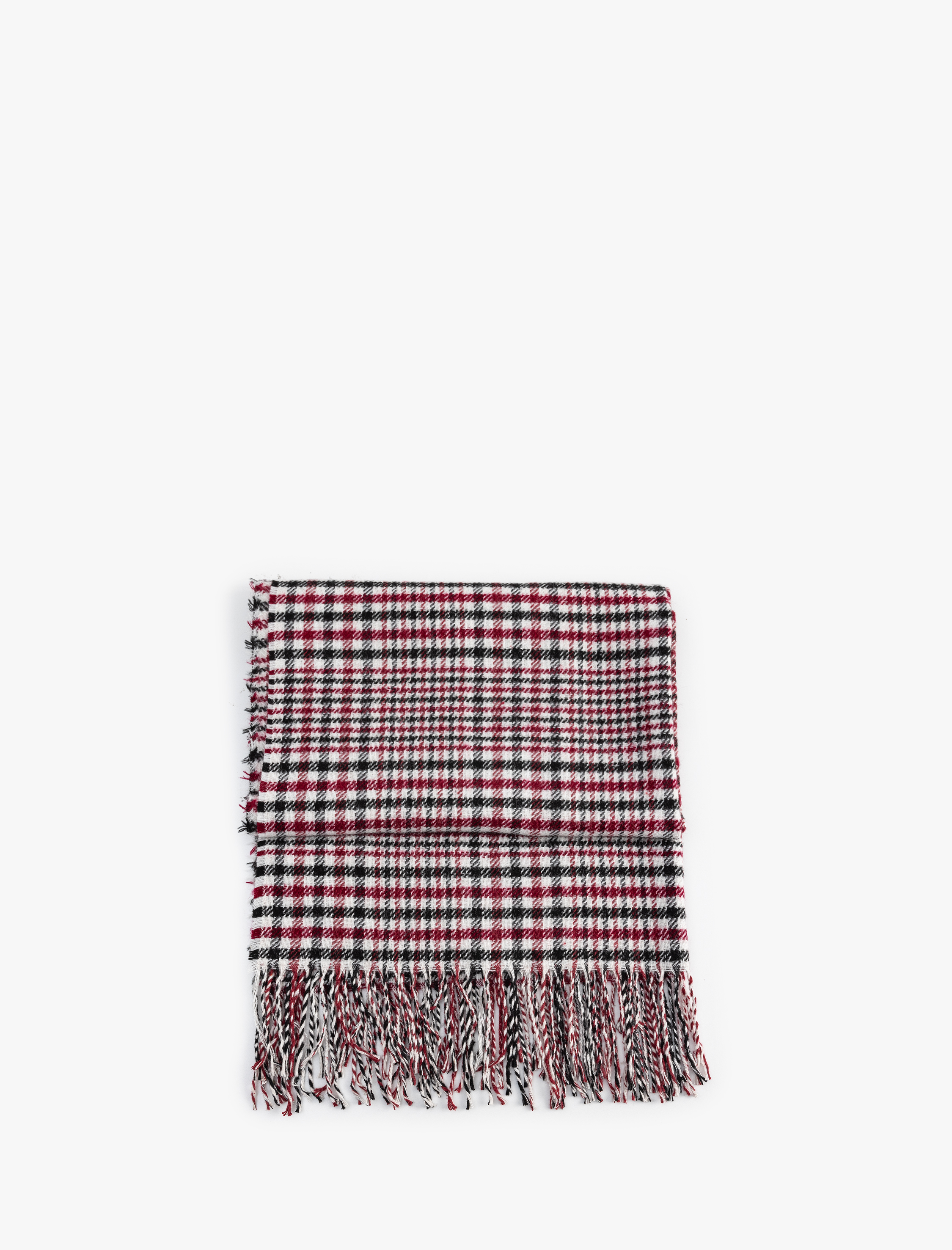  Kadın Ekoseli Püsküllü Uzun Atkı