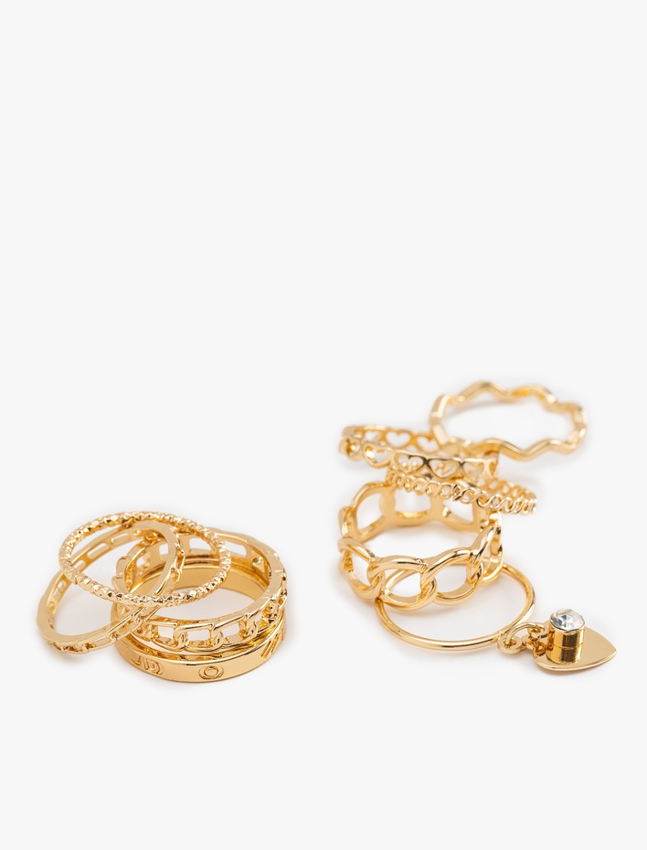 Kadın Zincir Şekilli 9'lu Yüzük Seti