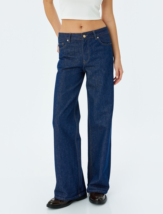 Normal Bel Bol Kalıp Geniş Paça Kot Pantolon -  Wide Leg Jeans_2