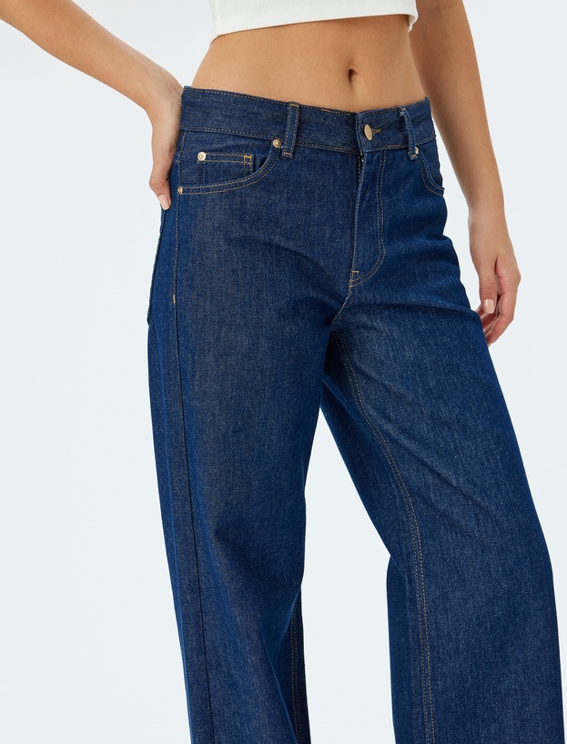 Normal Bel Bol Kalıp Geniş Paça Kot Pantolon -  Wide Leg Jeans_4