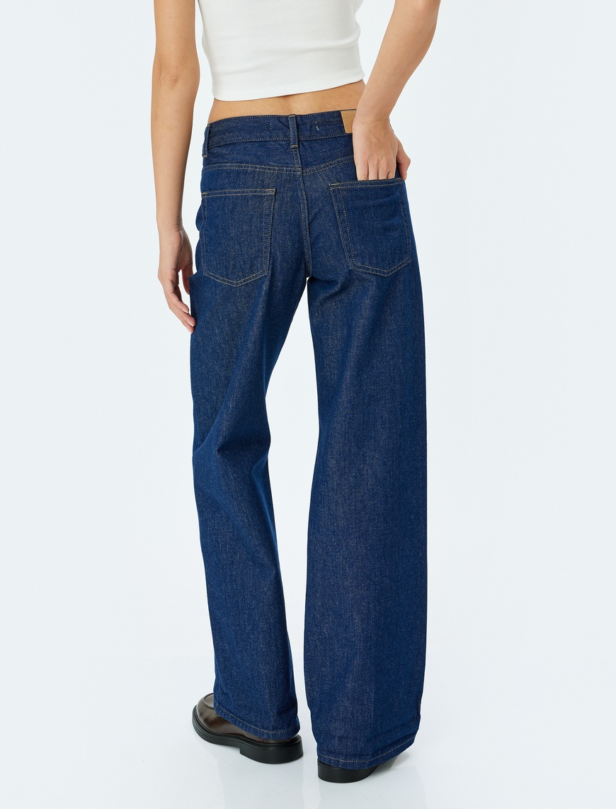   Normal Bel Bol Kalıp Geniş Paça Kot Pantolon -  Wide Leg Jeans