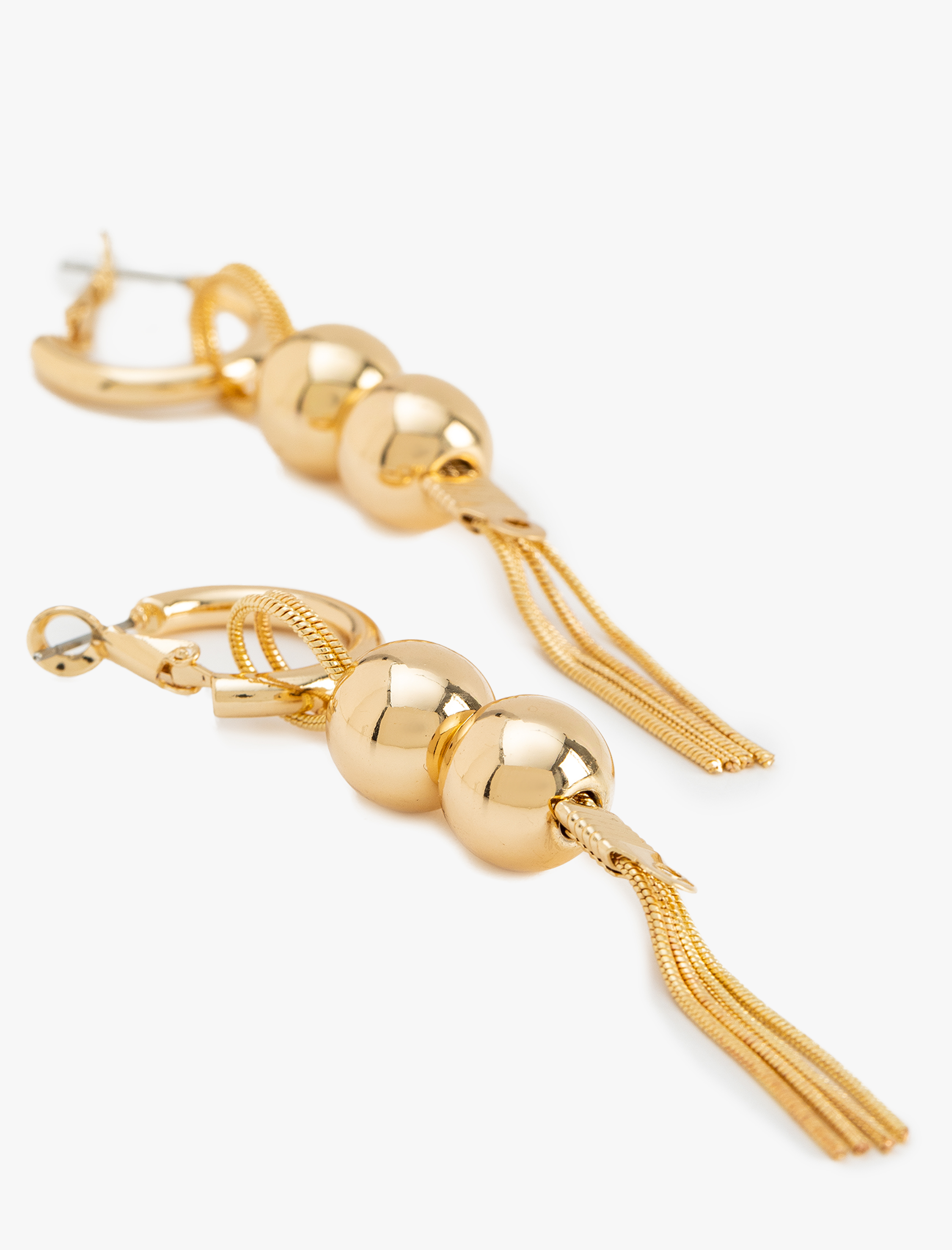  Kadın Zincir Detaylı Boncuklu Halka Küpe