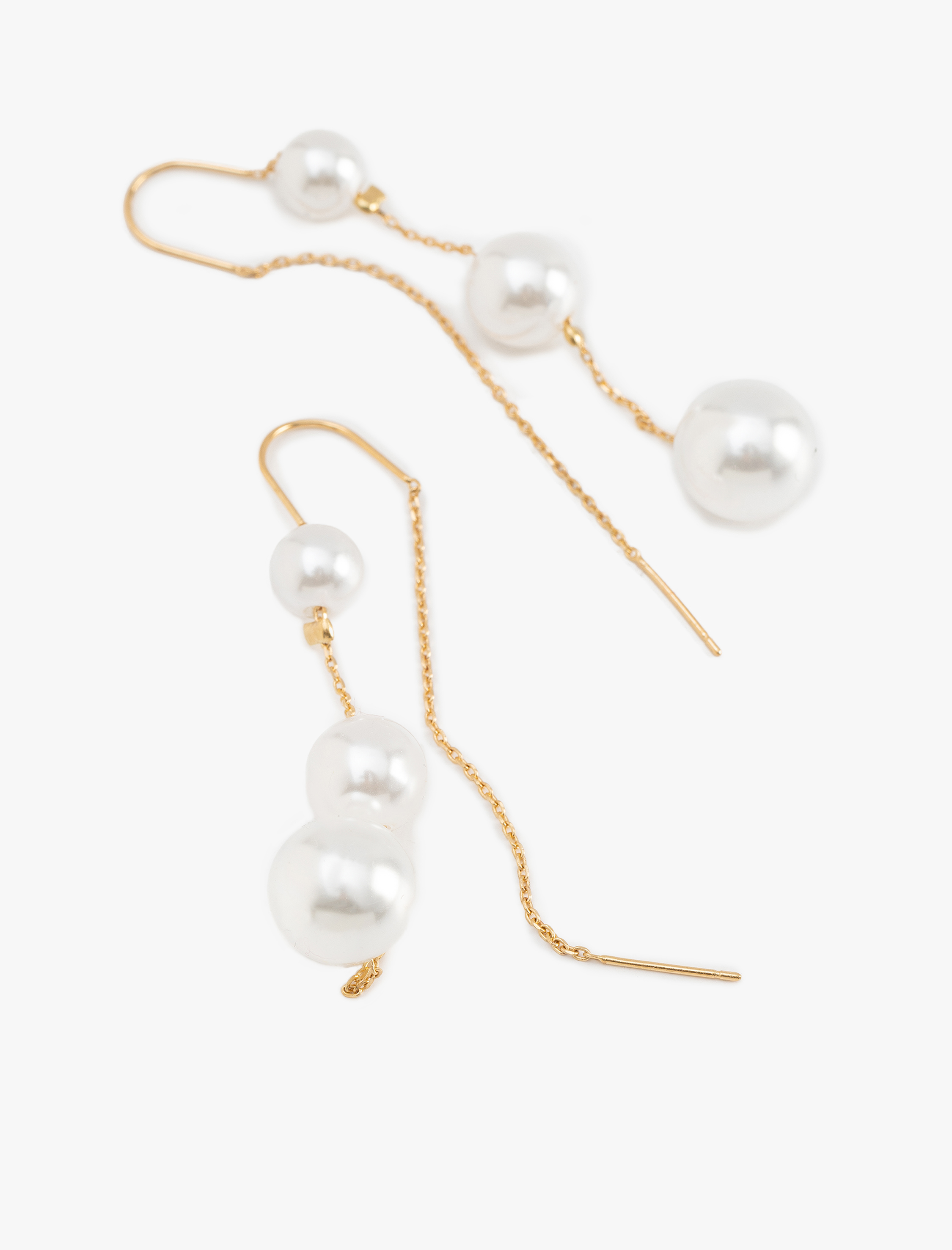  Kadın İnci Detaylı Sallantılı Zincir Küpe