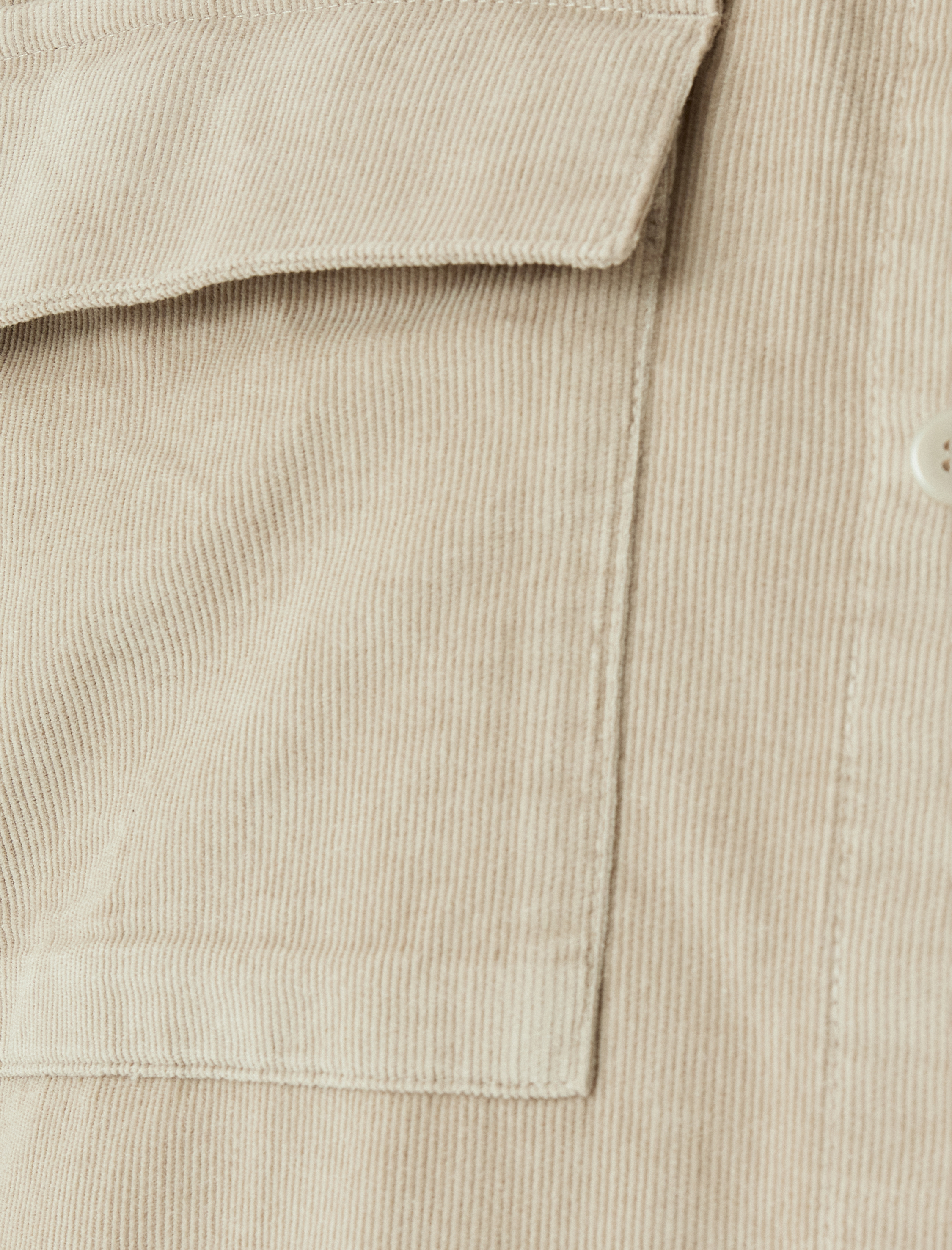 Kapaklı Cep Detaylı Pamuklu Düğmeli Fitilli Kadife Ceket