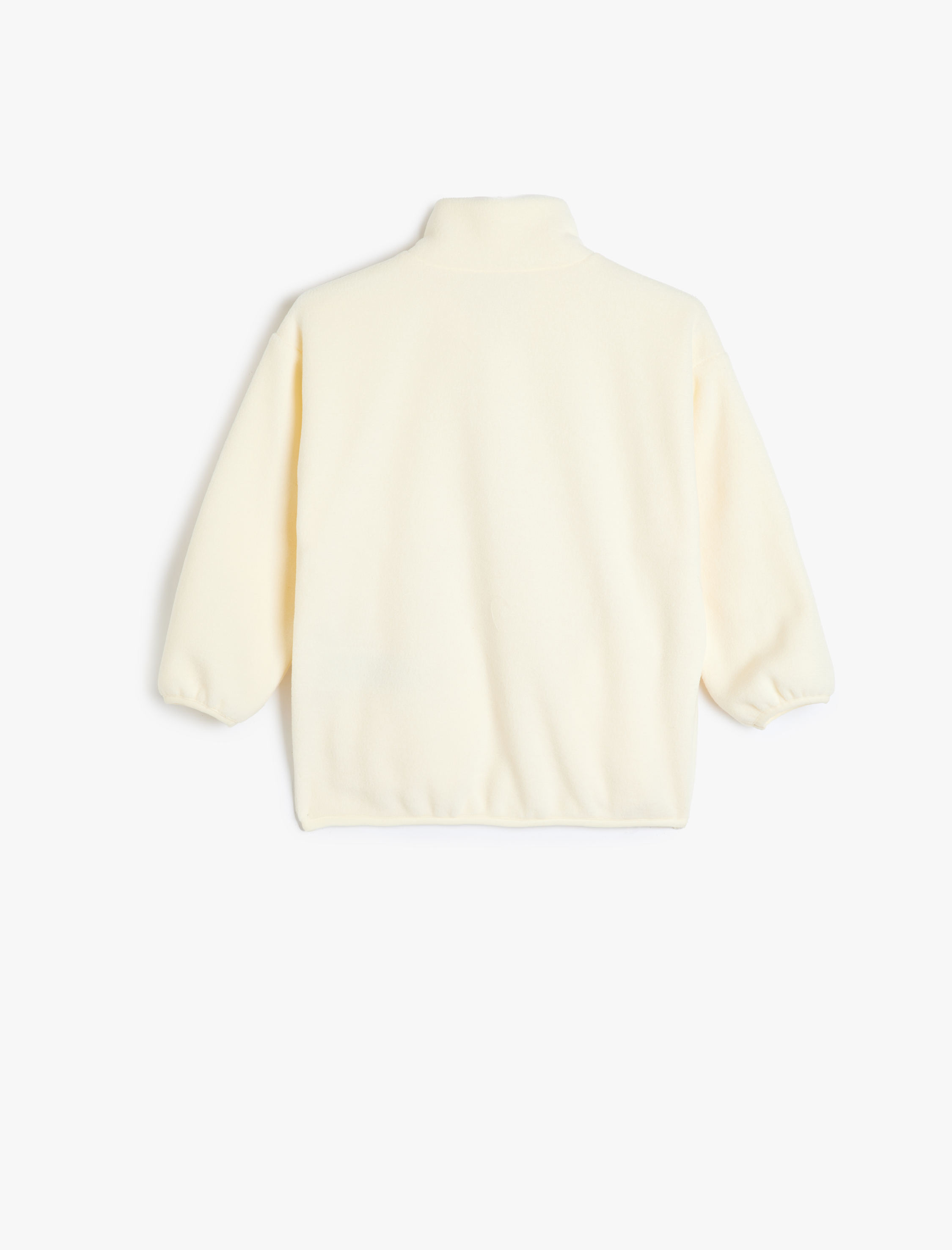  Kız Çocuk Yarım Fermuarlı Uzun Kollu Cep Detaylı Polar Sweatshirt