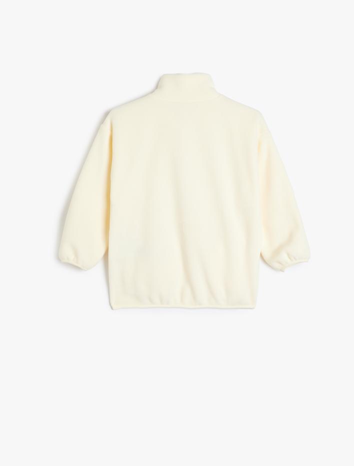 Kız Çocuk Yarım Fermuarlı Uzun Kollu Cep Detaylı Polar Sweatshirt