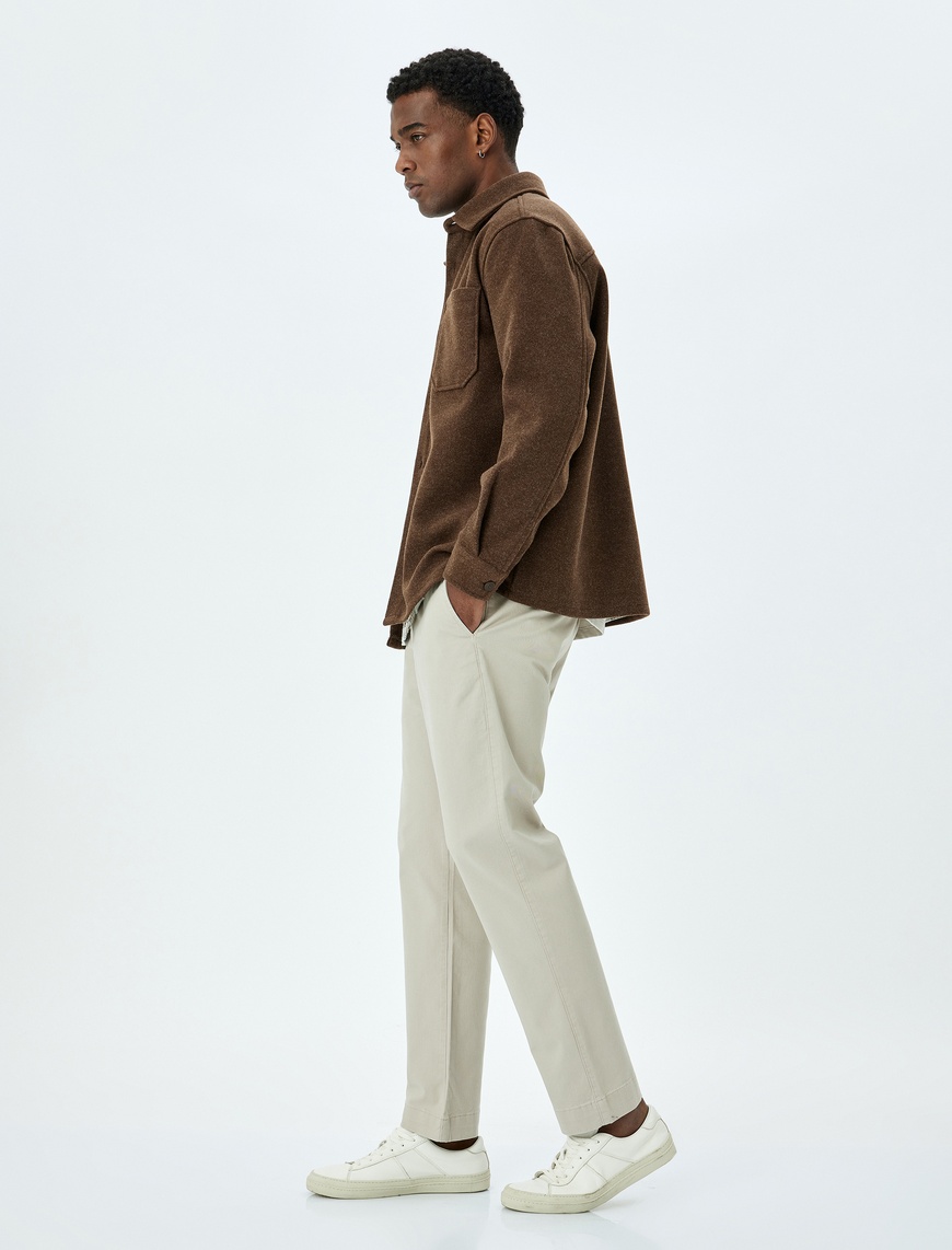   Pamuklu Gabardin Cep Detaylı Chino Pantolon