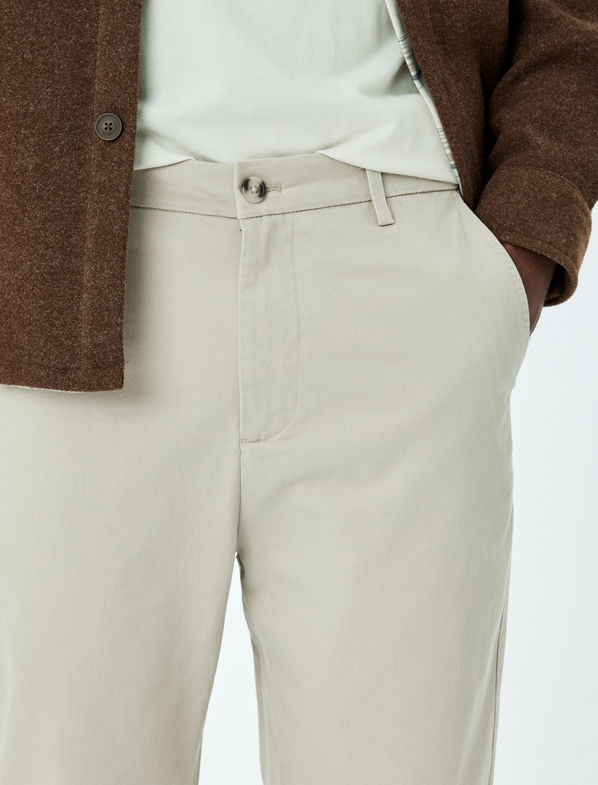   Pamuklu Gabardin Cep Detaylı Chino Pantolon