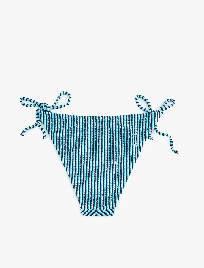  Yanları Bağlamalı Çizgili İpli Bikini Altı