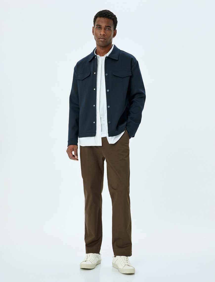   Pamuklu Gabardin Cep Detaylı Chino Pantolon