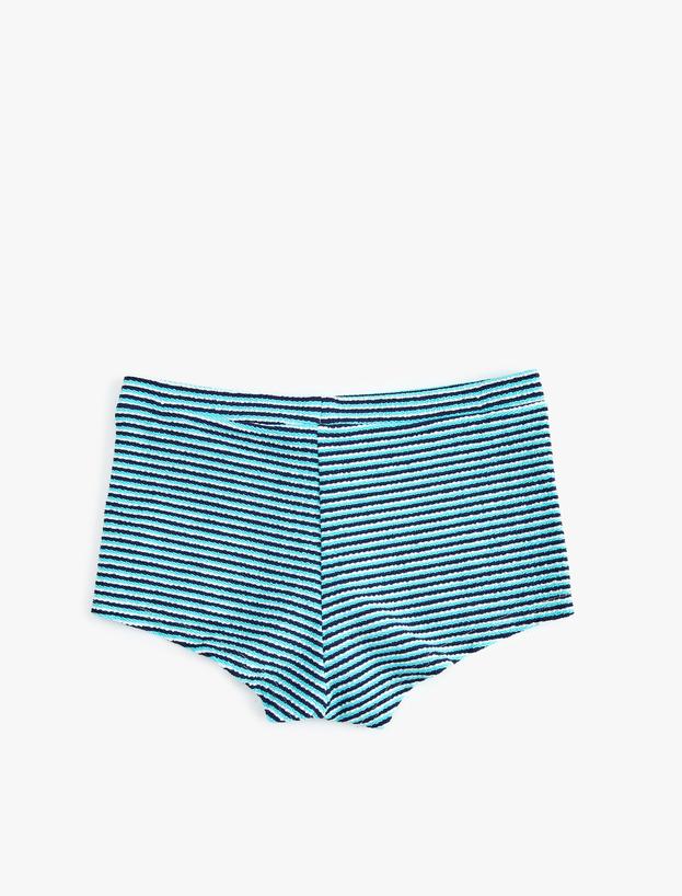 Çizgili Yüksek Bel Şort Bikini Altı_1
