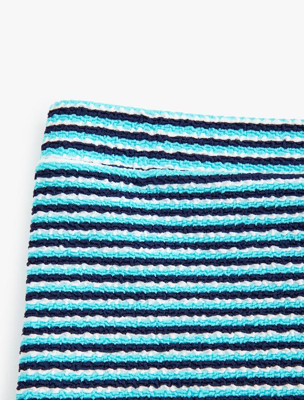 Çizgili Yüksek Bel Şort Bikini Altı_2