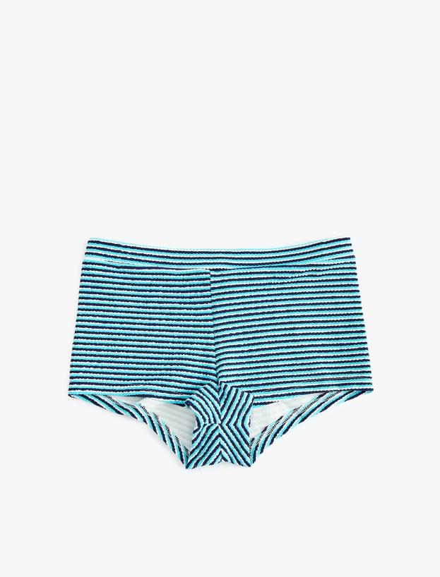 Çizgili Yüksek Bel Şort Bikini Altı_0