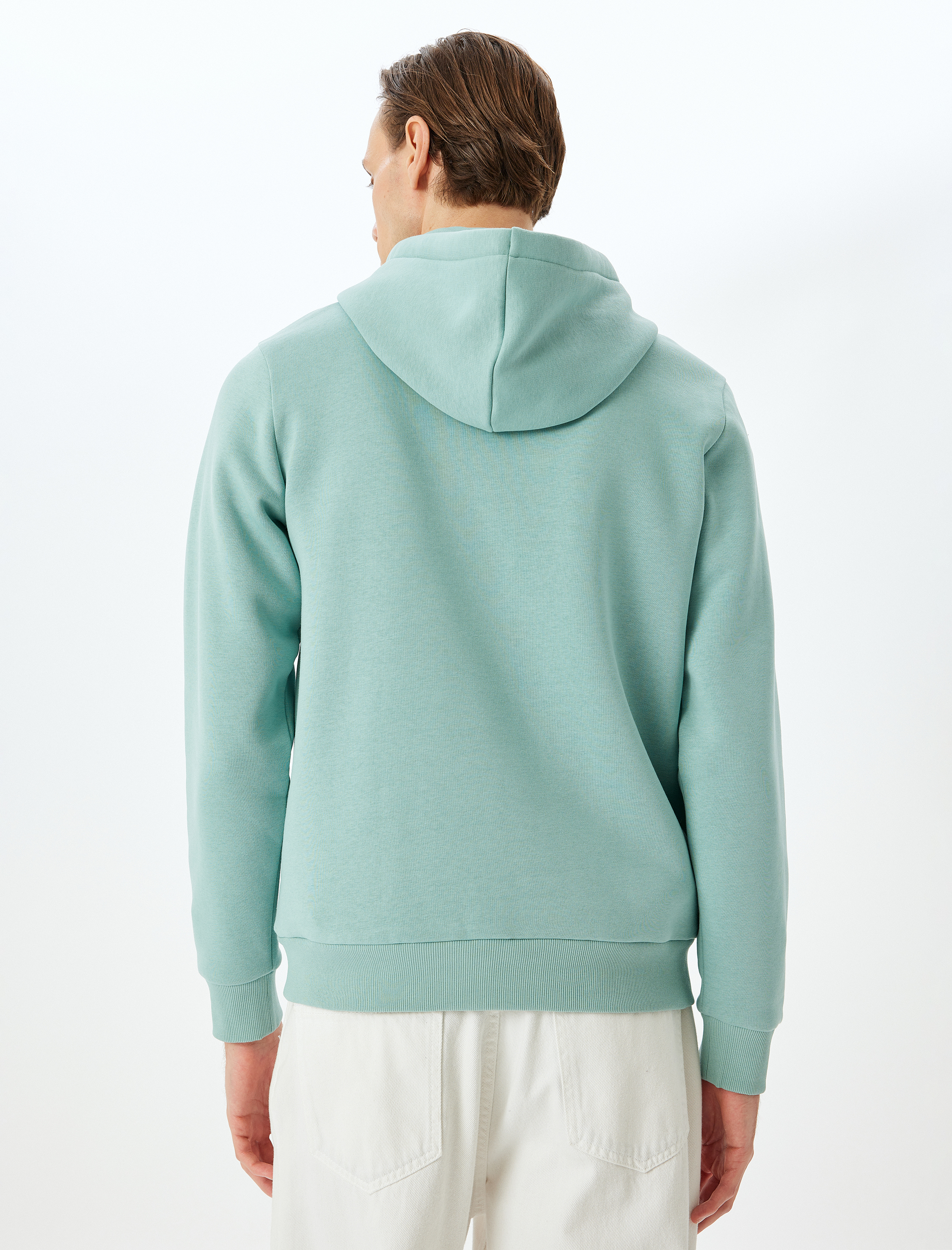   Uzun Kollu Pamuk Karışımlı Şardonlu Kapşonlu Baskılı Sweatshirt