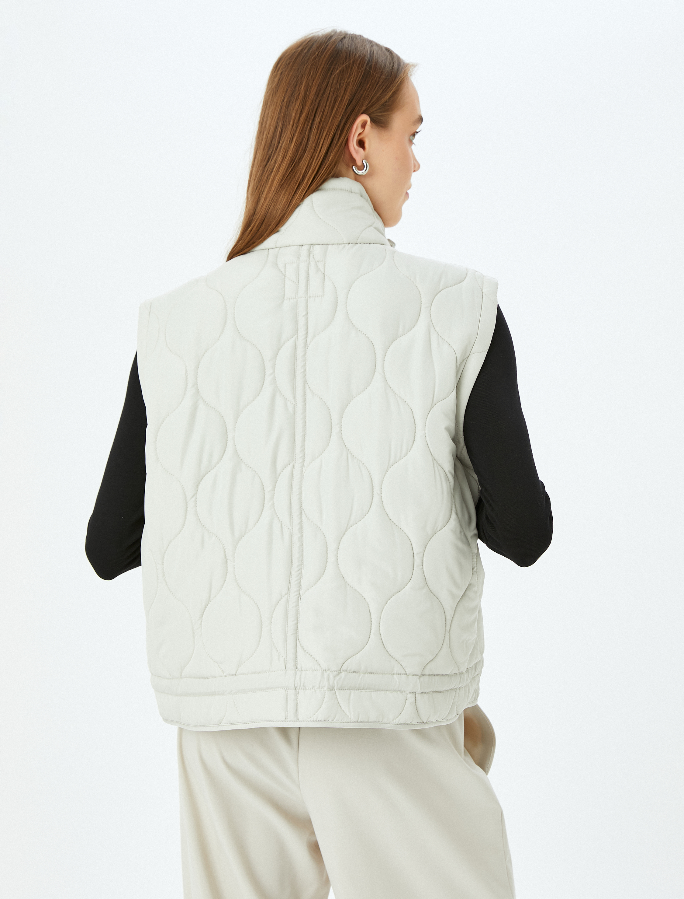   Kapitone Oversize Kolsuz Kapüşonlu Yelek