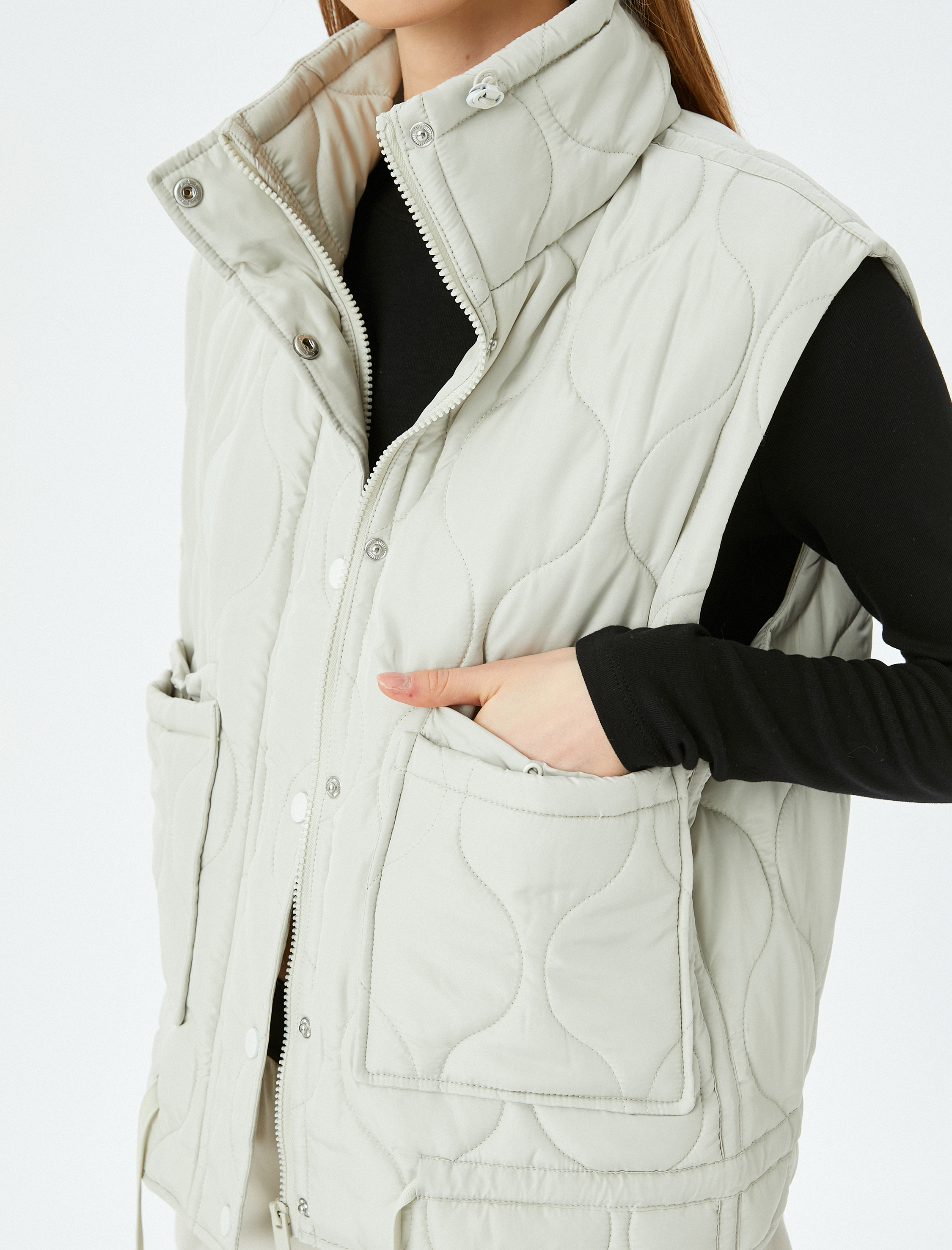   Kapitone Oversize Kolsuz Kapüşonlu Yelek